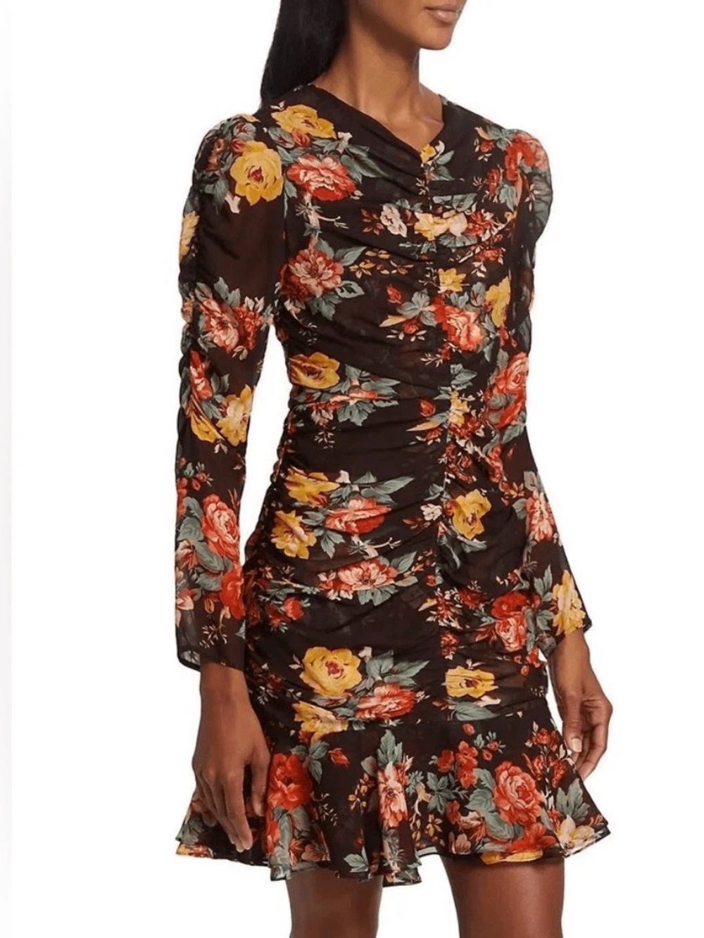 NWT Veronica Beard Hedera Silk Floral Ruched Dress Size 4